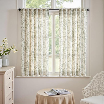 jinchan Linen Blend Floral Curtains by JINCHAN