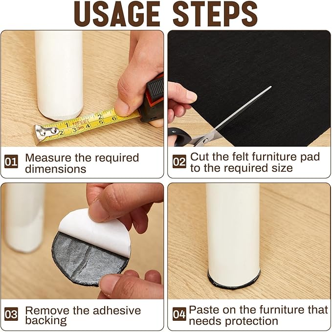 Large Felt Furniture Pads 8 x 60 Inch Non Slip Self Adhesive Heavy Duty - Image 5