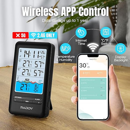Raddy PT-3 Wi-Fi Pool Thermometer Floating Easy Read - Image 2