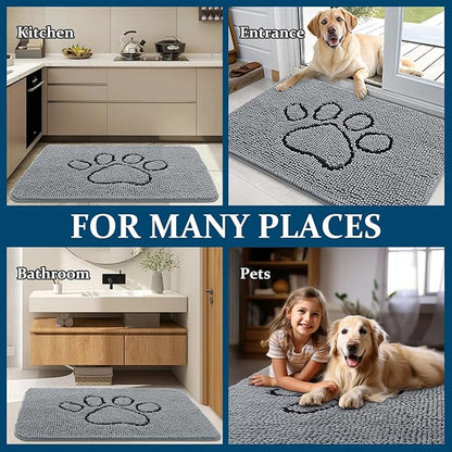 OLANLY Dog Door Mat for Muddy Paws 59x24, Paw Print Design, Absorbs Moisture - Image 8