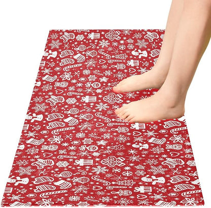 Merry Christmas Icons Snowflakes Red Decorative mat Non Slip Anti Mold Washable - Image 2