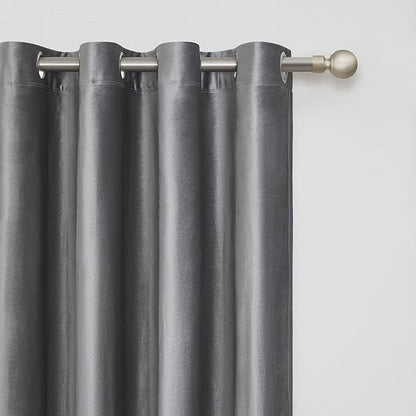 Luxury Dark Grey Decorative Velvet Curtains 102 inches Elegant Living Room - Image 3
