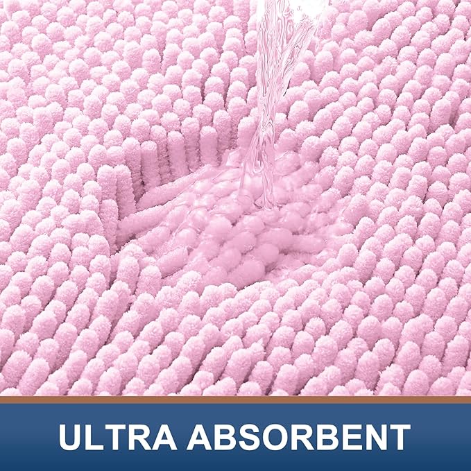 Smiry Luxury Chenille Bathroom Rugs 44x24, Extra Soft and Absorbent Shaggy Bath - Image 4