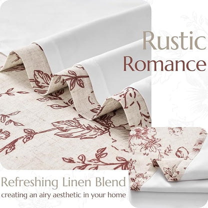 jinchan Lined Linen Blend Curtain Floral Curtains - Image 3