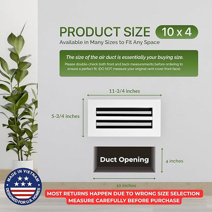Modern Air Vent Cover 10x4 – Aluminum Linear Slot Diffuser, Decorative White - Image 3