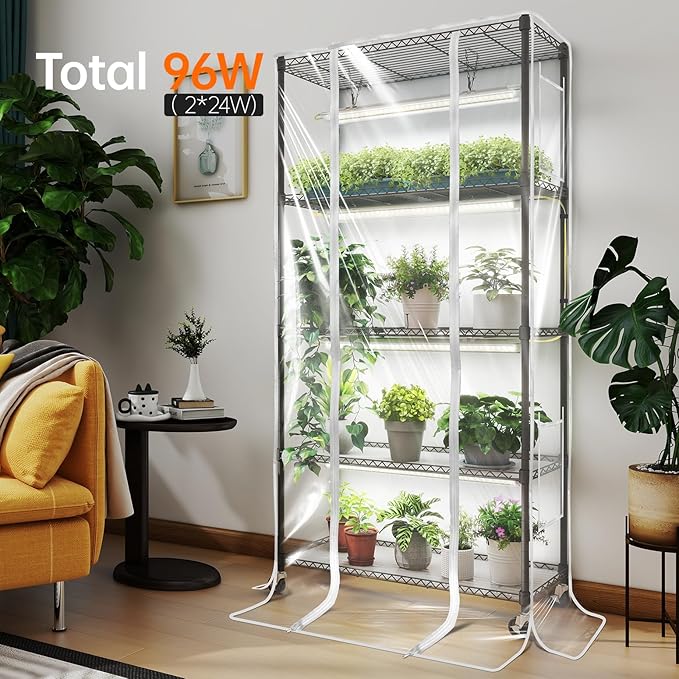Bstrip Indoor Greenhouse with Grow Light, Mini Green House with 4 Pack T8 Full - Image 3