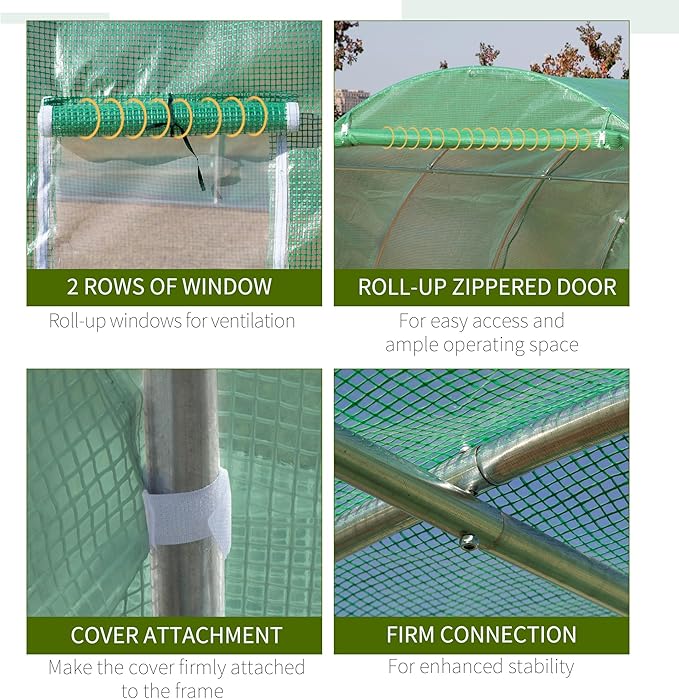 Walk-in Hoop Greenhouse for Tropical Plants, 10’x10’x6.5’ High Peak Design - Image 6