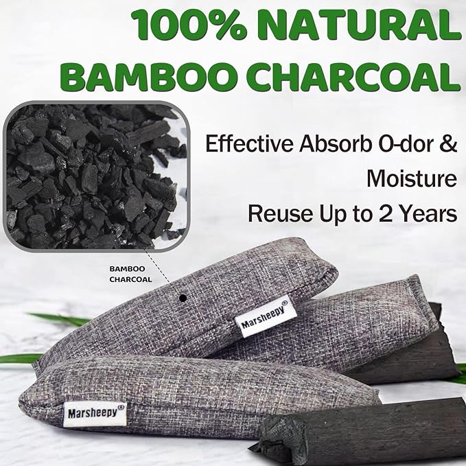 Marsheepy 12 Pack Charcoal Shoe Deodorizer Bags, Bamboo Charcoal Air Purifying - Image 2