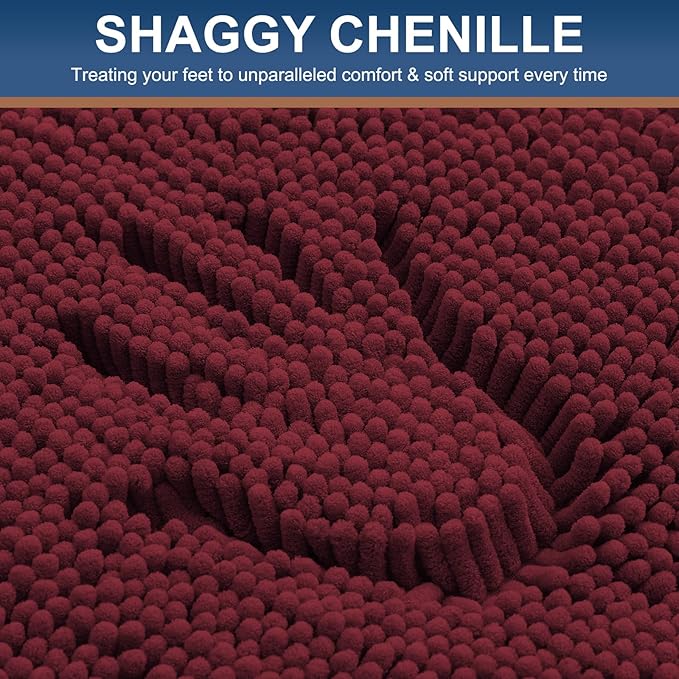 Smiry Luxury Chenille Bathroom Rugs 59x20, Extra Soft and Absorbent Shaggy Bath - Image 3