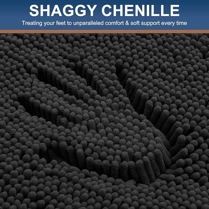 Smiry Luxury Chenille Bathroom Rugs 24x16, Extra Soft and Absorbent Shaggy Bath - Image 3