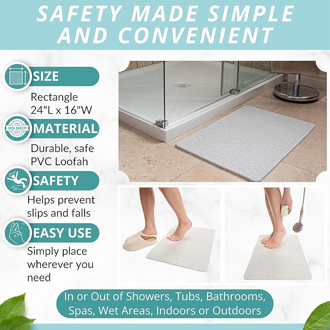 ENKOSI Loofah Non-Slip Shower and Bath Mat - Image 3