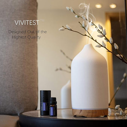 VIVITEST Aromatherapy Diffuser, 250ML Ceramic Ultrasonic Essential Oil Diffuser - Image 3