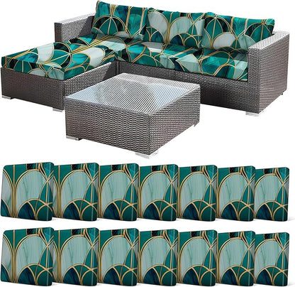 14Pcs Stretch Patio Cushion Cover, Art Deco Geometric Pattern Couch & Sofa by CALBODE