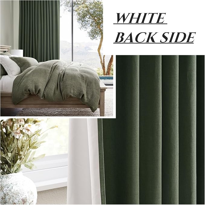 Olive Green Bedroom Curtains 84 Inch Length 2 Panels Set Burg, Pinch Pleated - Image 6
