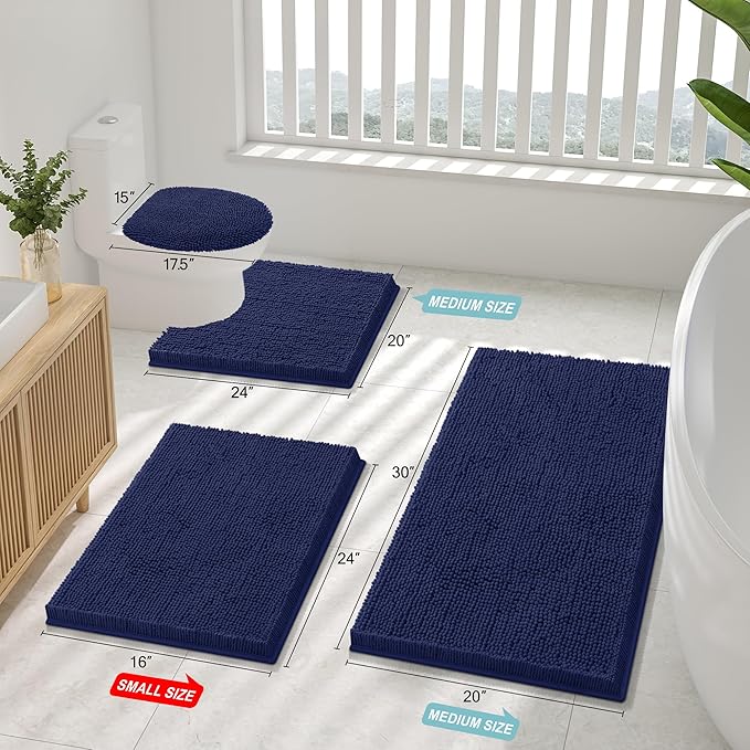 Smiry Luxury Chenille Toilet Rugs U-Shaped 20x20, Soft Absorbent Non-Slip - Image 2