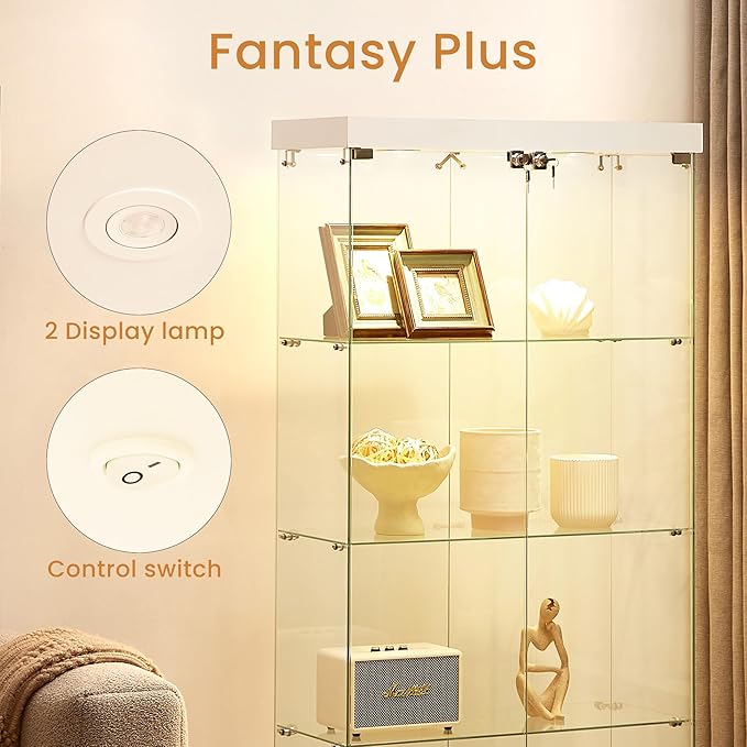 Yoluckea 4 Shelves Glass Display Cabinet - Image 4