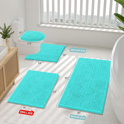 Smiry Luxury Chenille Bathroom Rugs 47x17, Extra Soft and Absorbent Shaggy Bath - Image 2