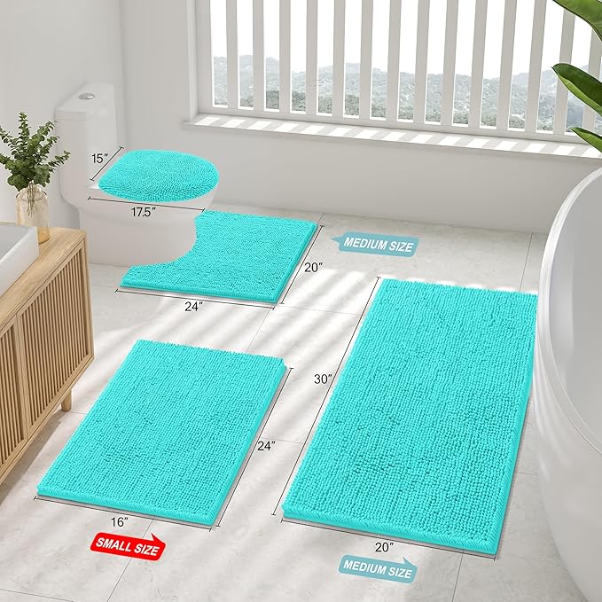 Smiry Luxury Chenille Bathroom Rugs 59x20, Extra Soft and Absorbent Shaggy Bath - Image 2