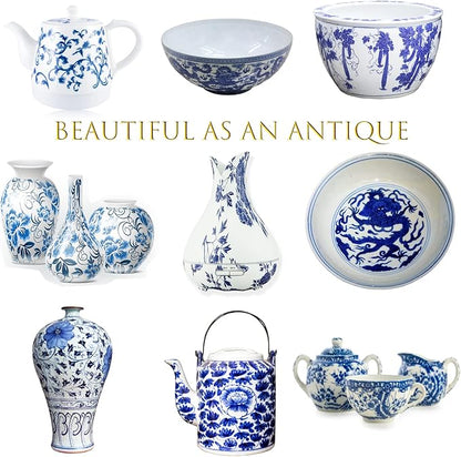 Oriental Blue-and-White Floral Pattern Grain Aroma Diffuser Ultrasonic Cool - Image 3