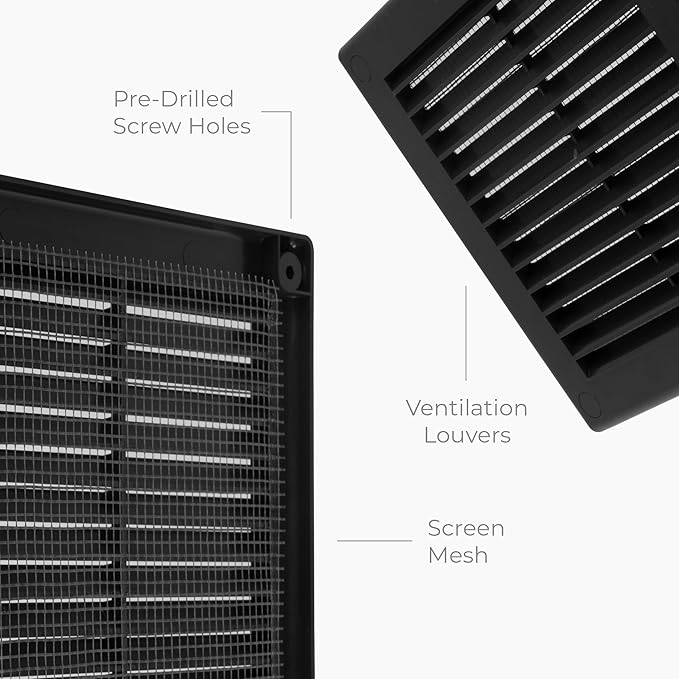 6" x 6" Square Air Vent Cover – Black Plastic Vent Deflector - Image 7