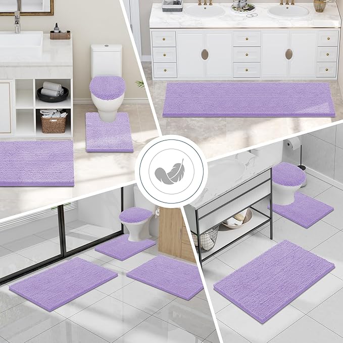 Smiry Luxury Chenille Bathroom Rugs 30x20, Extra Soft and Absorbent Shaggy Bath - Image 7