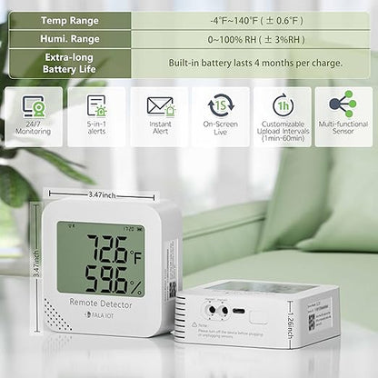 WiFi Temperature & Humidity Monitor, No Subscription 24/7 Remote Temp Sensor - Image 3