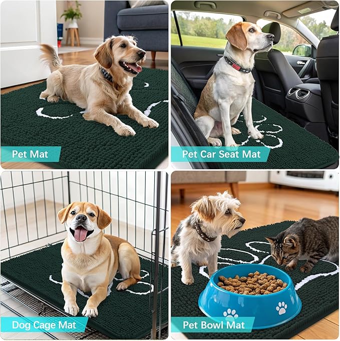 OLANLY Dog Door Mat for Muddy Paws 36x24, Paw Print Design, Absorbs Moisture - Image 7