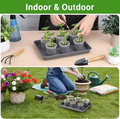 GREANER Grey Plastic Trays 11 Inch, UV Resistant Plant Pot Saucers - Image 7