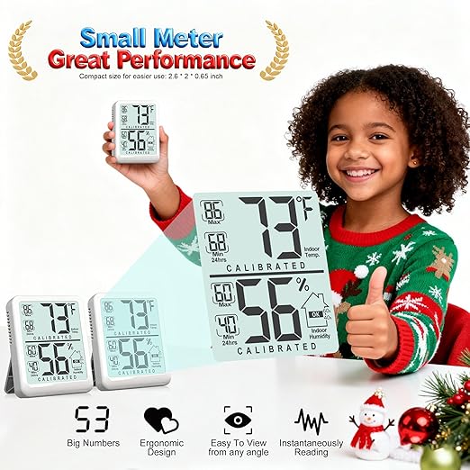 Antonki Room Thermometer, Digital Small Hygrometer Indoor Thermometer Humidity - Image 3