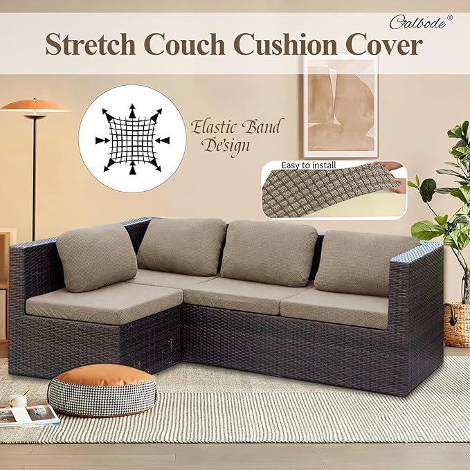14Pcs Outdoor Stretch Cushion Covers, Waterproof Outdoor Chair Cushion Covers - Image 7