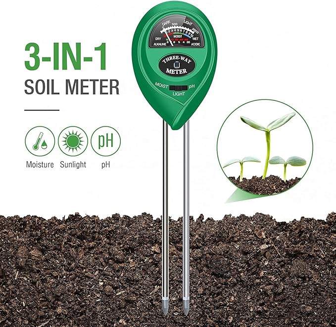 apine Soil Moisture Meter, 3 in 1 Soil pH Tester, Soil Tester - Image 2