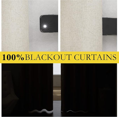 NICETOWN Natural 100% Blackout Short Curtains 63 inches Lenghth Burg - Image 3