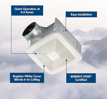 QT Series Very Quiet 110 CFM Ceiling Bathroom Exhaust Fan, .4 Sones, ENERGY - Image 2