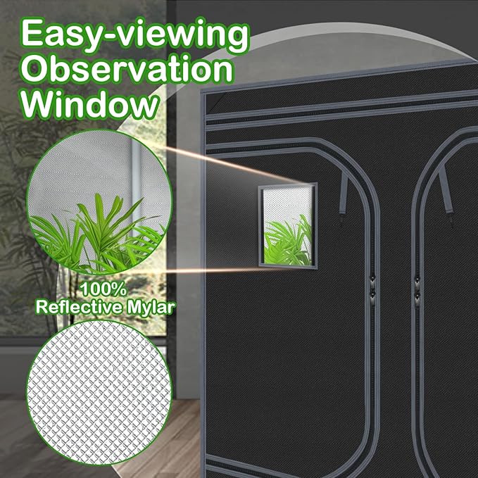 Grow Tent 120"x120"x78" Grow Tents Plant Tent 600D Mylar Reflective Grow Tent - Image 4