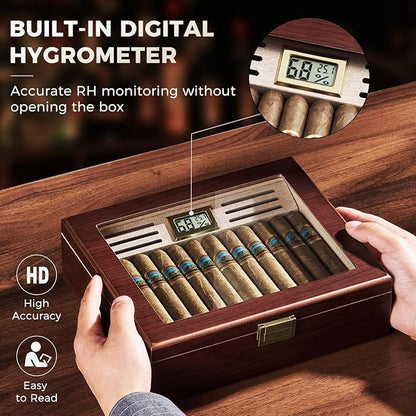 ProCase Wood Cigar Humidor Box, Wooden Desktop Cigar Storage Case, - Image 5