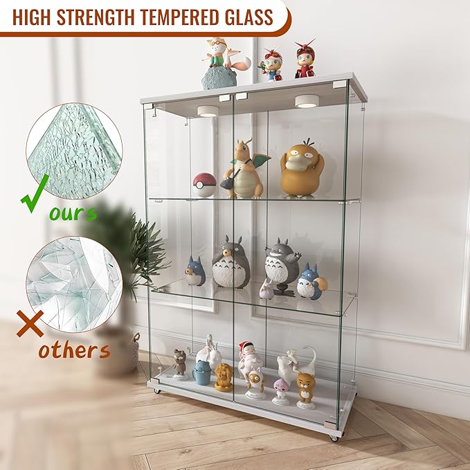 Yoluckea 3-Tier Glass Display Cabinet - Image 6