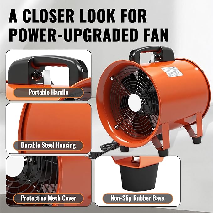 dreamdragon Upgraded 12-Inch Utility Blower Fan, Portable Industrial Exhaust Fan - Image 4
