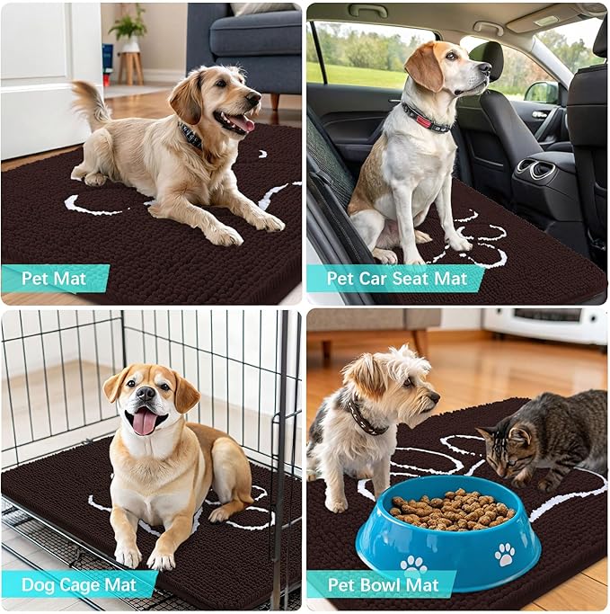 OLANLY Dog Door Mat for Muddy Paws 44x32, Paw Print Design, Absorbs Moisture - Image 7