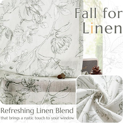 jinchan Floral Curtains 84 Inches Long Charcoal Grey Flower Linen Farmhouse - Image 4