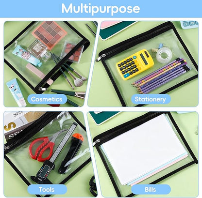 8 Pcs Clear Zipper Pouches, PVC Waterproof Makeup Pouch Envelopes Folder Storage - Image 5