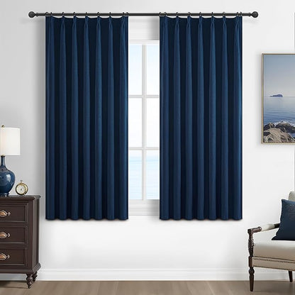 Navy Blue Small Blackout Curtains 54 Inches Length by QJMYDECO