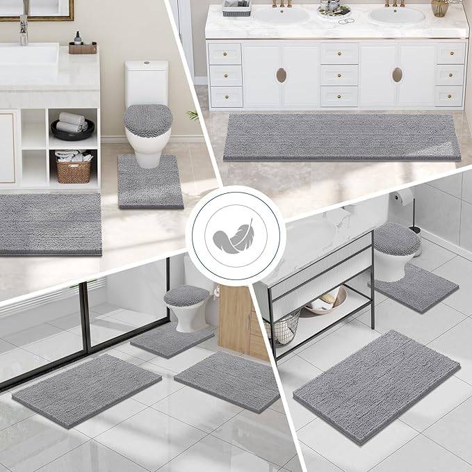 Smiry Luxury Chenille Bathroom Rugs 59x24, Extra Soft and Absorbent Shaggy Bath - Image 8