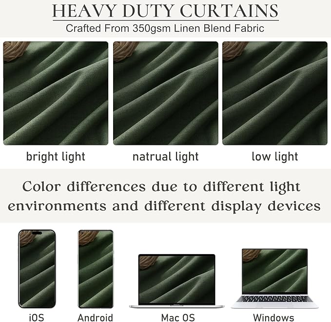 Loden Spring Living Room Curtains Linen 90 Inches Long Pinch Pleated Traverse - Image 3
