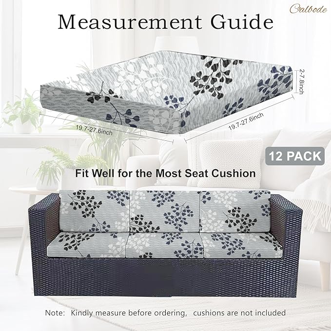 12Pcs Outdoor Stretch Cushion Covers, Waterproof Outdoor Chair Floral Cushion - Image 2