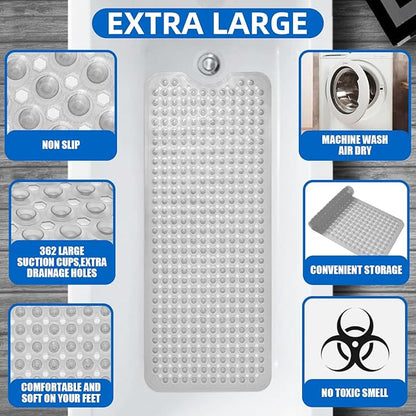ZHICHENG Bath Tub and Shower Mats, Non-Slip 39 x 16 Inch Extra Long Bath Mat - Image 3