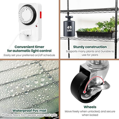 SOLIGT Plant Shelf with Grow Lights, 5 Tier Grow Light Stand Rack with 8 Pack - Image 6