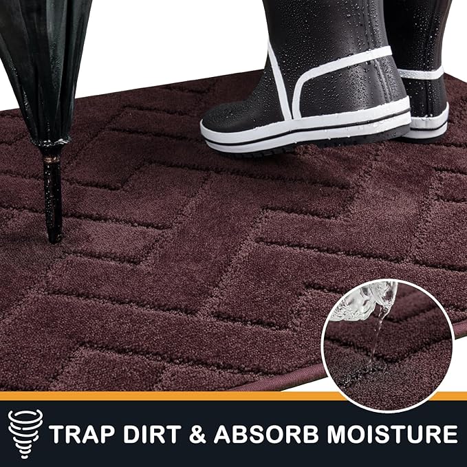 PURRUGS Dirt Trapping Door Mat 24" x 35.5", Non-Slip Machine Washable Entry Rug - Image 5