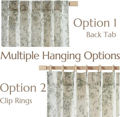 jinchan Pinch Pleated Curtains Floral Linen Blend Curtains - Image 3