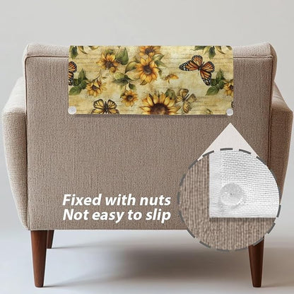 Fashion Headrest Cover for Recliner Sunflower Butterfly Portable Washable Dust - Image 5