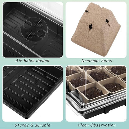 4 Pack Seed Starter Tray Kit, 120 Square Seed Peat Pots - Image 3